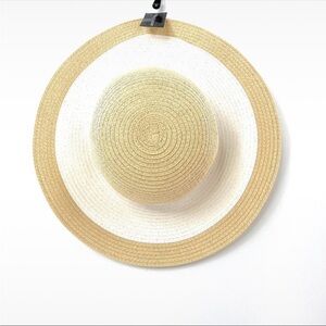 Chic Natural and White Straw Hat